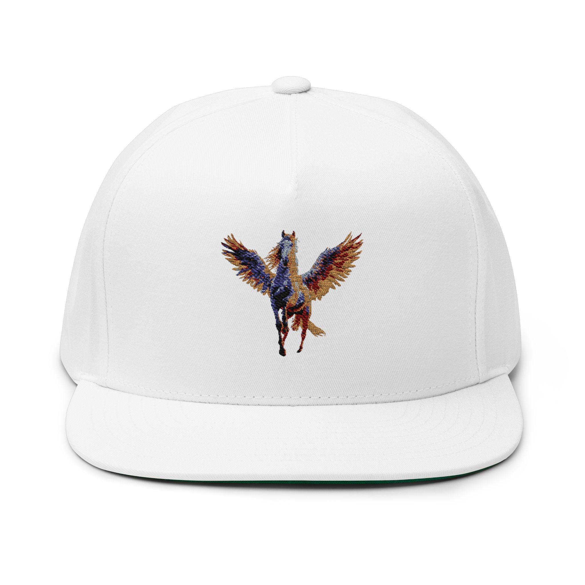 Majestic Pegasus Flat Bill Cap, Embroidered Snapback Hat, Casual Wear, Gifts for Horse Lovers, Unique Headwear