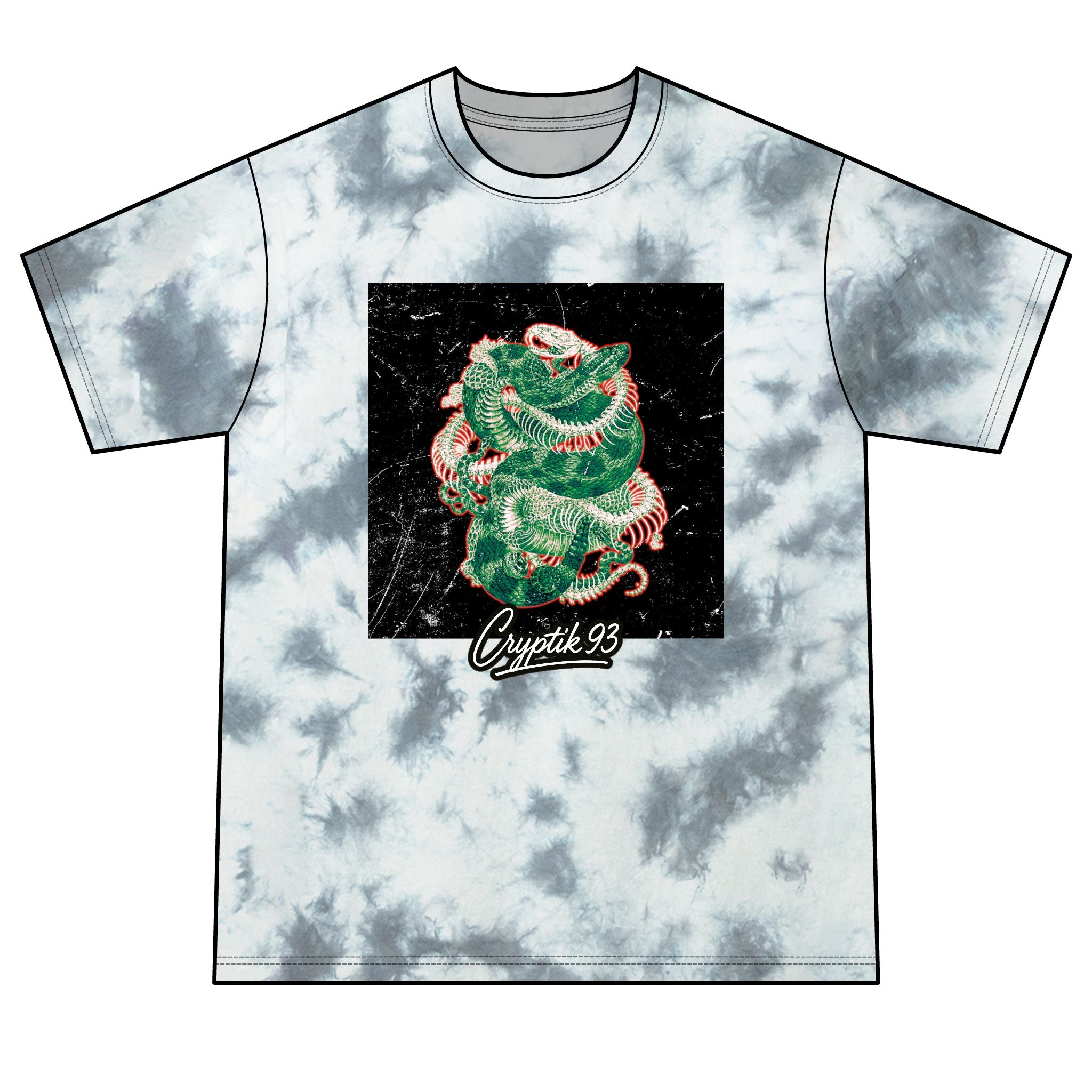 €R¥RIPTIK93 Snake Tie-Dye Tee — Green Retro Graphic T-Shirt
