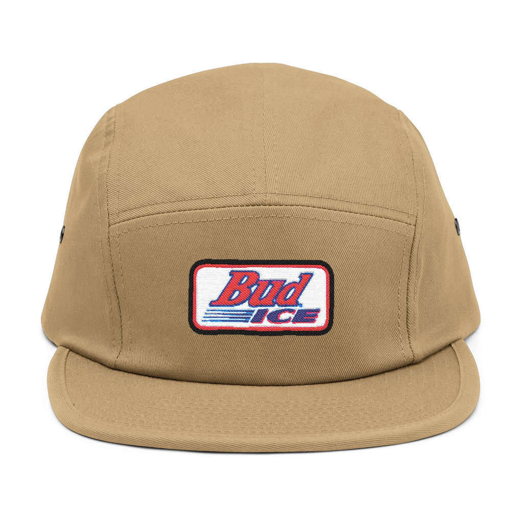 Embroidered Bud Ice Patch 5-Panel Cap — Retro Beer Logo Hat