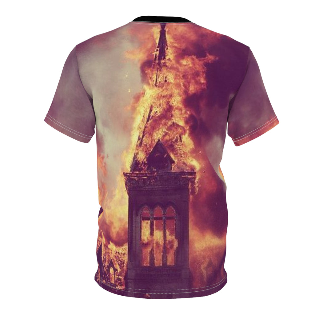 Burning Church Tee —€R¥PTIK93 All-Over Print Shirt