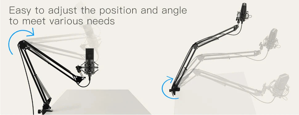 FIFINE Microphone Arm Boom,Adjustable Suspension Boom with Heavy Duty Clamp,Scissor Mic Stand for Recording,Gaming,K688 K658-CS1