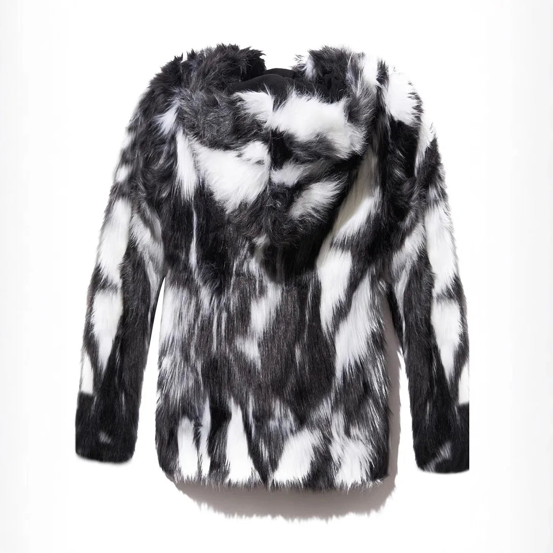 Men's Faux Fur Coat Winter Thick Warm Hooded Jacket Luxury Mink Style Overcoat European Style Faux Fur Men's Faux Mink Coat