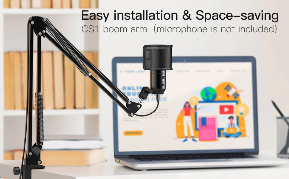 FIFINE Microphone Arm Boom,Adjustable Suspension Boom with Heavy Duty Clamp,Scissor Mic Stand for Recording,Gaming,K688 K658-CS1
