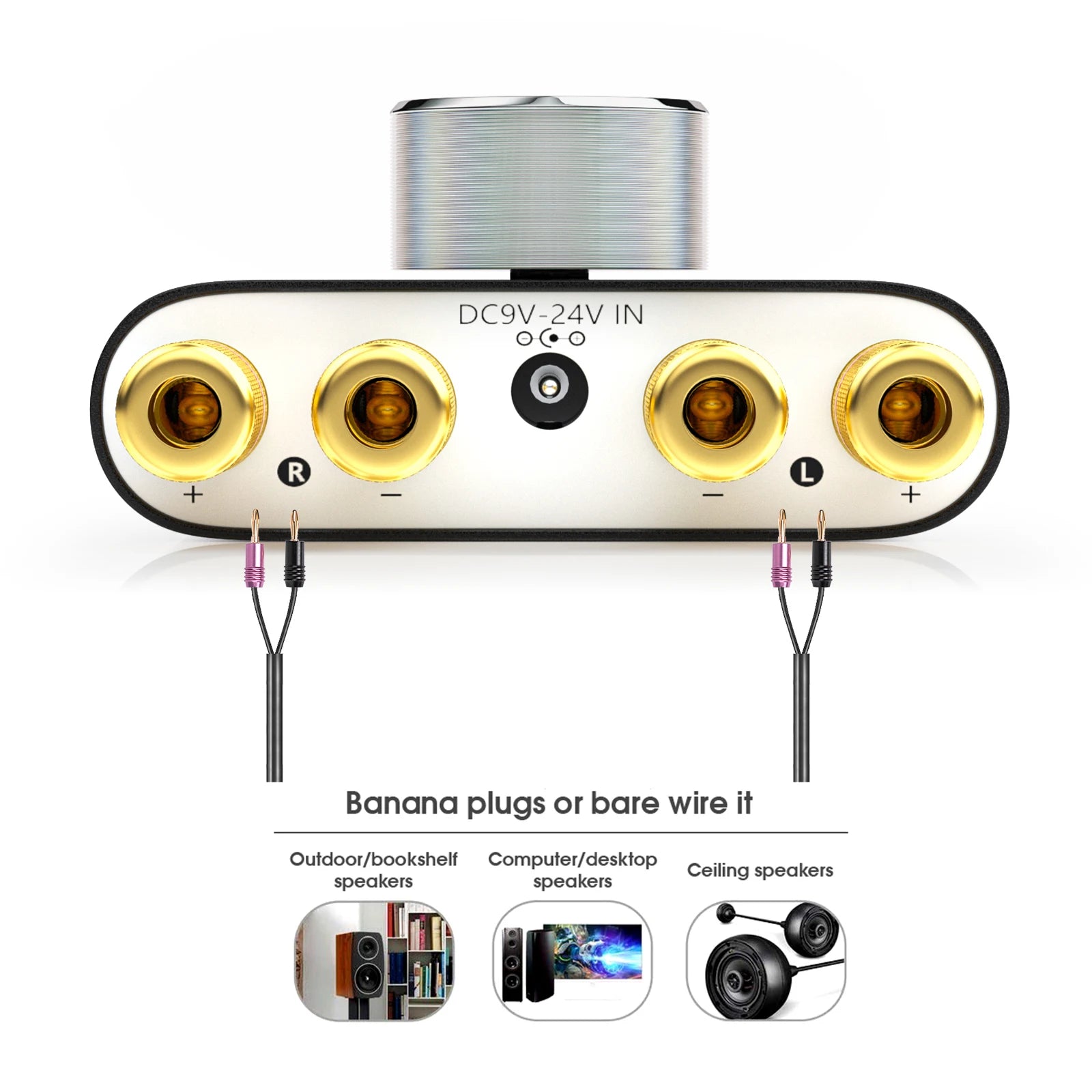 Douk Audio HiFi Bluetooth 5.0 Power Amplifier Mini TPA3116 Digital Class D Desk Stereo Audio Amp for Home Car 50W + 50W