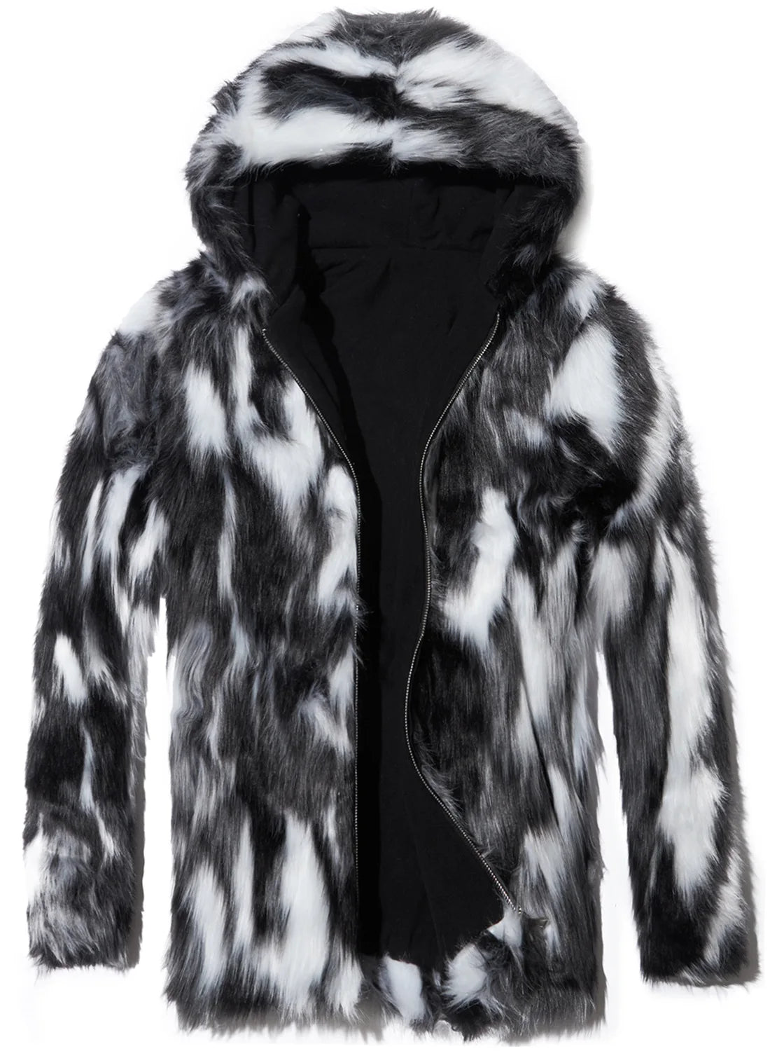 Men's Faux Fur Coat Winter Thick Warm Hooded Jacket Luxury Mink Style Overcoat European Style Faux Fur Men's Faux Mink Coat