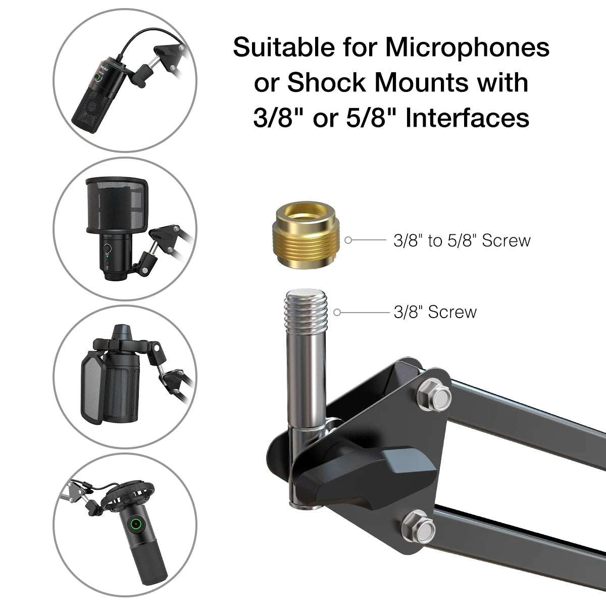 FIFINE Microphone Arm Boom,Adjustable Suspension Boom with Heavy Duty Clamp,Scissor Mic Stand for Recording,Gaming,K688 K658-CS1