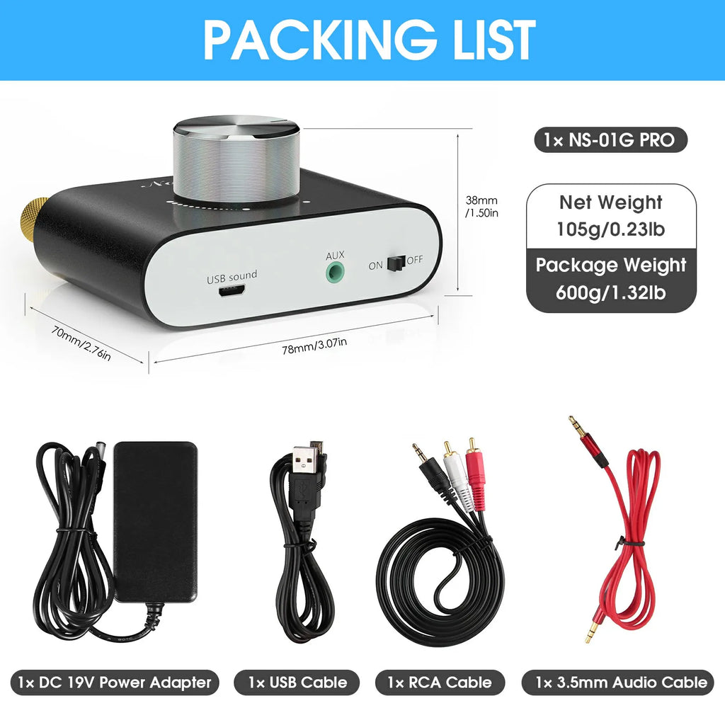 Douk Audio HiFi Bluetooth 5.0 Power Amplifier Mini TPA3116 Digital Class D Desk Stereo Audio Amp for Home Car 50W + 50W